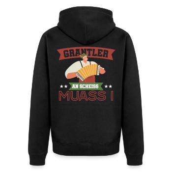 Bayern Grantler Bayrisch Grantln Geschenk - Unisex Premium Bio Zip Hoodie - Schwarz - Hinten - Nico (187cm)