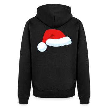 Weihnachtsmann Mütze , Weihnachten - Unisex Premium Bio Zip Hoodie - Schwarz - Hinten - Nico (187cm)
