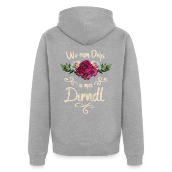 Lustiger Dirndl Spruch für Biertrinker Geschenk - Unisex Premium Bio Zip Hoodie - Grau meliert - Hinten - Nico (187cm)