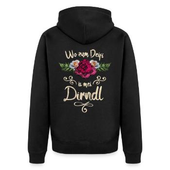 Lustiger Dirndl Spruch für Biertrinker Geschenk - Unisex Premium Bio Zip Hoodie - Schwarz - Hinten - Nico (187cm)