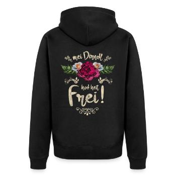 Lustiger Dirndl Spruch für Biertrinker Geschenk - Unisex Premium Bio Zip Hoodie - Schwarz - Hinten - Nico (187cm)