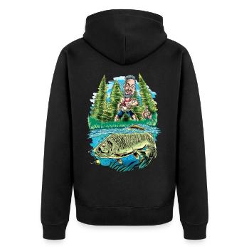Angeln Karpfen Karpfenangeln Schuppenkarpfen - Unisex Premium Bio Zip Hoodie - Schwarz - Hinten - Nico (187cm)