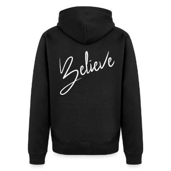 Glauben Jesus - Unisex Premium Bio Zip Hoodie - Schwarz - Hinten - Nico (187cm)