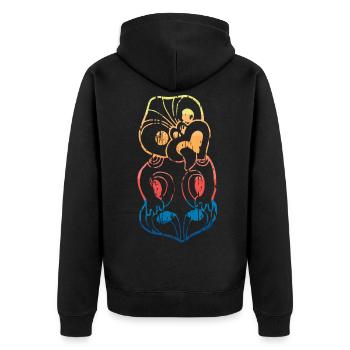 Haka Neuseeland Maori - Unisex Premium Bio Zip Hoodie - Schwarz - Hinten - Nico (187cm)