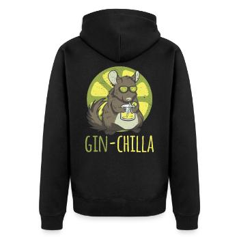 Ginchilla Longdrink lustiges Design Nagetier. - Unisex Premium Bio Zip Hoodie - Schwarz - Hinten - Nico (187cm)