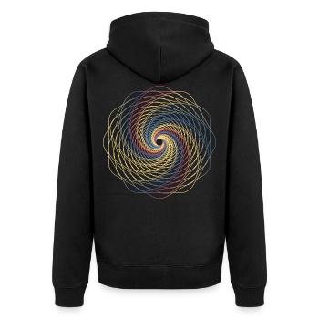 Sacred geometry spiral - Unisex Premium Organic Zip Hoodie - black - Back - Nico (187cm)