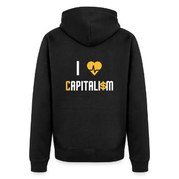J'aime le capitalisme - Veste à capuche bio Premium Unisexe - noir - Dos - Nico (187cm)