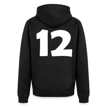 12 - Unisex Premium Bio Zip Hoodie - Schwarz - Hinten - Nico (187cm)