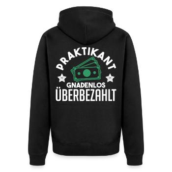 Praktika Ausbildung Praktikum Lehrling Geschenk - Unisex Premium Bio Zip Hoodie - Schwarz - Hinten - Nico (187cm)