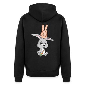 Hase, Kaninchen oder Hasenohr was soll's Osterhase - Unisex Premium Bio Zip Hoodie - Schwarz - Hinten - Nico (187cm)