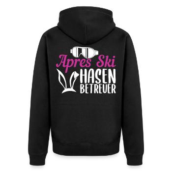 Hüttengaudi Skihaserl Wintersport Skihase Geschenk - Unisex Premium Bio Zip Hoodie - Schwarz - Hinten - Nico (187cm)