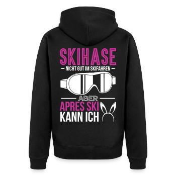Apres Ski Skihase Wintersport Skihaserl Geschenk - Unisex Premium Bio Zip Hoodie - Schwarz - Hinten - Nico (187cm)