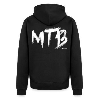 Mountainbike - MTB Vintage Fahrrad - Unisex Premium Bio Zip Hoodie - Schwarz - Hinten - Nico (187cm)