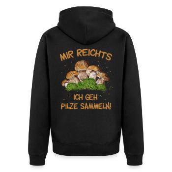 Witziger Wald Spruch für Pilzsucher Geschenk - Unisex Premium Bio Zip Hoodie - Schwarz - Hinten - Nico (187cm)