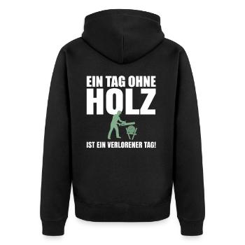 Holz Forstwirt Wald Förster Motorsäge Kettensäge - Unisex Premium Bio Zip Hoodie - Schwarz - Hinten - Nico (187cm)