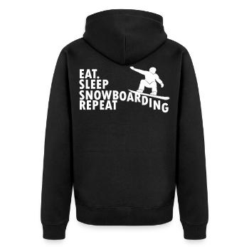 Snowboarden | Snowboard Snowboarder - Unisex Premium Bio Zip Hoodie - Schwarz - Hinten - Nico (187cm)
