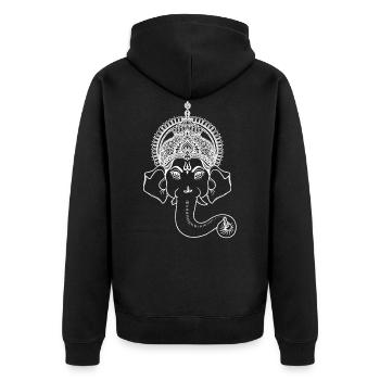 Ganesha Indian God - Unisex Premium Bio Zip Hoodie - Schwarz - Hinten - Nico (187cm)