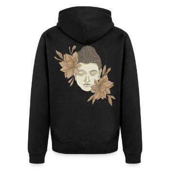 Bouddha avec des fleurs - Veste à capuche bio Premium Unisexe - noir - Dos - Nico (187cm)