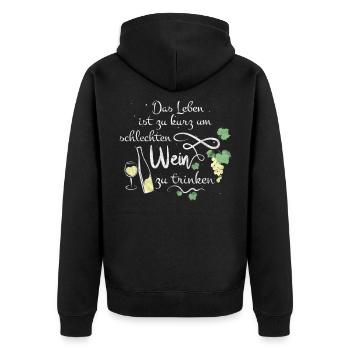 Lustiges Weißwein Design für Kellner Geschenk - Unisex Premium Bio Zip Hoodie - Schwarz - Hinten - Nico (187cm)