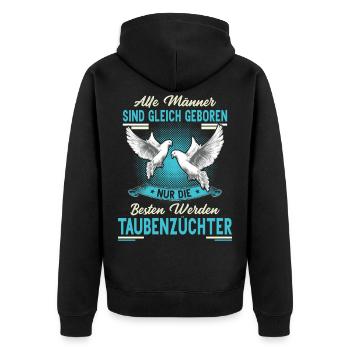 Taubenzüchter Taube Tauben Vogel Geschenkidee - Unisex Premium Bio Zip Hoodie - Schwarz - Hinten - Nico (187cm)