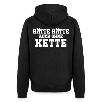 Hätte Hätte Fahrradkette Radfahrer - Unisex Premium Bio Zip Hoodie - Schwarz - Hinten - Nico (187cm)