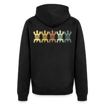 Gecko Eidechsen Echsen Maori - Unisex Premium Bio Zip Hoodie - Schwarz - Hinten - Nico (187cm)