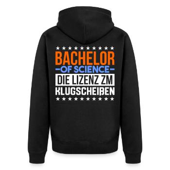 Bachelor Of Science Lizenz Zum Klugscheißen Uni - Unisex Premium Bio Zip Hoodie - Schwarz - Hinten - Nico (187cm)