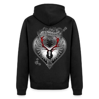 Alpine rock - deer design with skull & antlers - Unisex Premium Organic Zip Hoodie - black - Back - Nico (187cm)