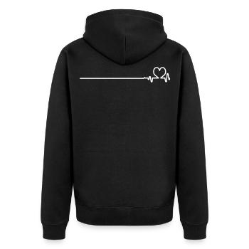 Coeur - amour - ECG - Veste à capuche bio Premium Unisexe - noir - Dos - Nico (187cm)