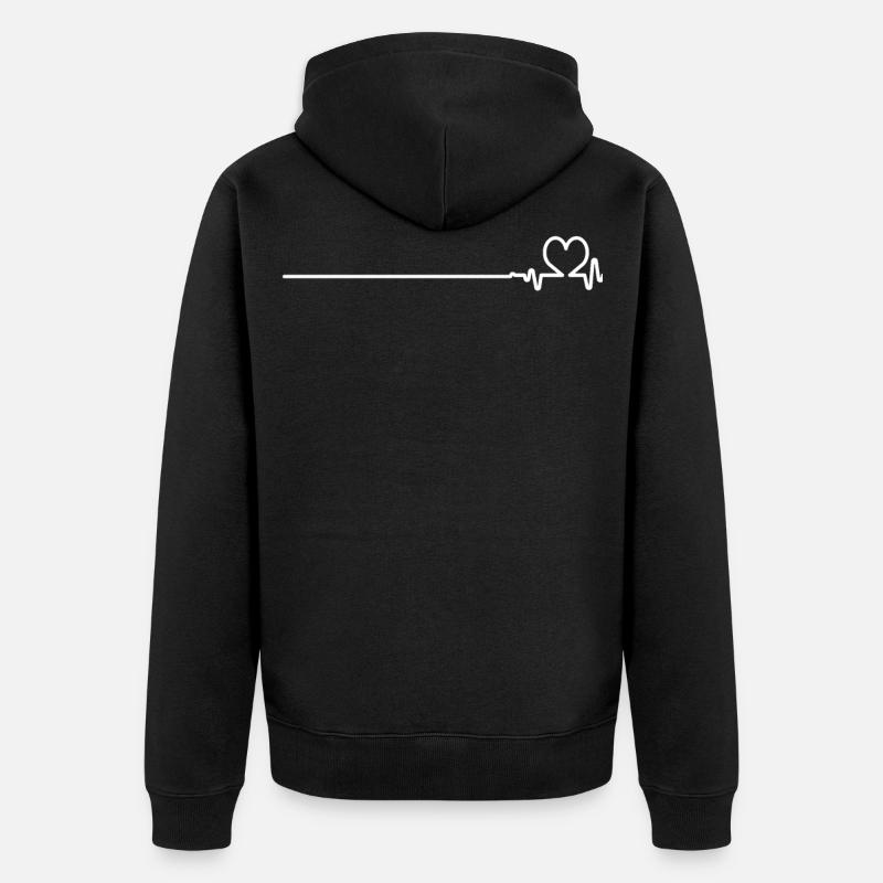 Coeur - amour - ECG - Veste à capuche bio Premium Unisexe - noir