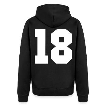 18 - Unisex Premium Bio Zip Hoodie - Schwarz - Hinten - Nico (187cm)
