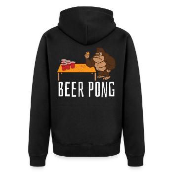 Bier Pong Party mit Bierpong Trinkspiel - Unisex Premium Bio Zip Hoodie - Schwarz - Hinten - Nico (187cm)