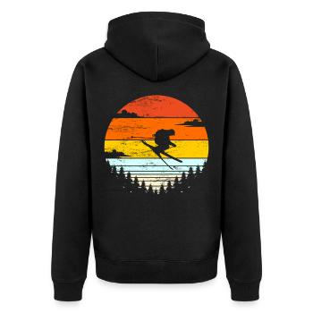 Skifahrer Skifahren Wintersportler Skiurlaub - Unisex Premium Bio Zip Hoodie - Schwarz - Hinten - Nico (187cm)