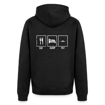 Flugzeug Piloten Fliegen Luftfahrt Vintage Flug - Unisex Premium Bio Zip Hoodie - Schwarz - Hinten - Nico (187cm)