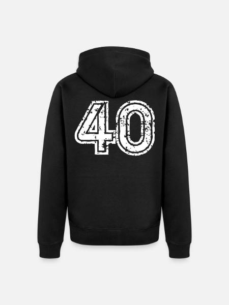 40 Nombre - Veste à capuche bio Premium Unisexe - noir