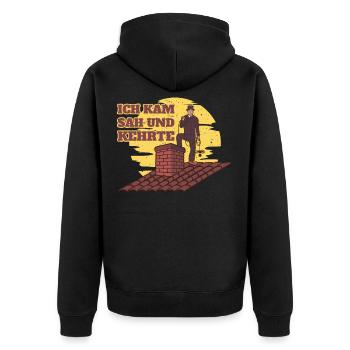 Schornsteinfeger Kaminkehrer ist ein Glücksbringer - Unisex Premium Bio Zip Hoodie - Schwarz - Hinten - Nico (187cm)