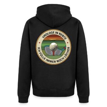 Urologe Golf Rente Golfer Golfplatz füllt Löcher - Unisex Premium Bio Zip Hoodie - Schwarz - Hinten - Nico (187cm)