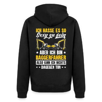 Baggerfahrer Beruf Baggerführer Geschenk Lustig - Unisex Premium Bio Zip Hoodie - Schwarz - Hinten - Nico (187cm)