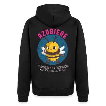 Azubi Biene Irgendwann Verstehe Ich Azubiene - Unisex Premium Bio Zip Hoodie - Schwarz - Hinten - Nico (187cm)