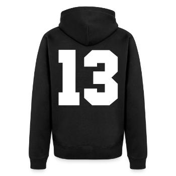 13 - Unisex Premium Organic Zip Hoodie - black - Back - Nico (187cm)