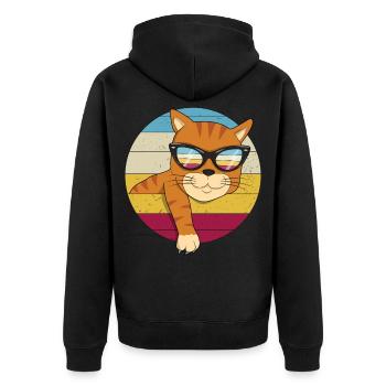 Vintage rothaar Katze Sonnenbrille Katzenliebhaber - Unisex Premium Bio Zip Hoodie - Schwarz - Hinten - Nico (187cm)