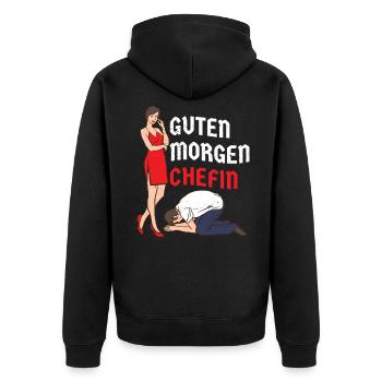 Mari épouse Jour de mariage Bonjour patronne - Veste à capuche bio Premium Unisexe - noir - Dos - Nico (187cm)