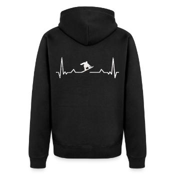 Snowboard Snowboarden Snowboarding Herzschlag - Unisex Premium Bio Zip Hoodie - Schwarz - Hinten - Nico (187cm)