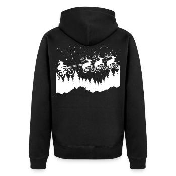 Fahrrad Weihnachten - Unisex Premium Bio Zip Hoodie - Schwarz - Hinten - Nico (187cm)