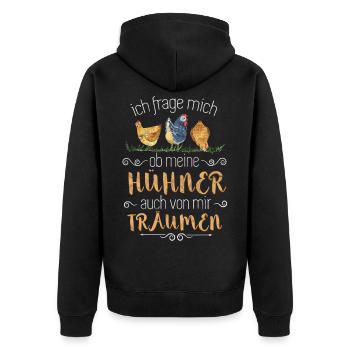 Super Huhn Spruch für Hühnerzüchter Geschenk - Unisex Premium Bio Zip Hoodie - Schwarz - Hinten - Nico (187cm)