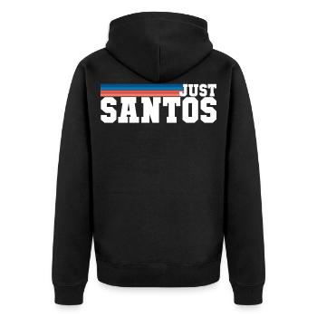 Santos - Unisex Premium Organic Zip Hoodie - black - Back - Nico (187cm)