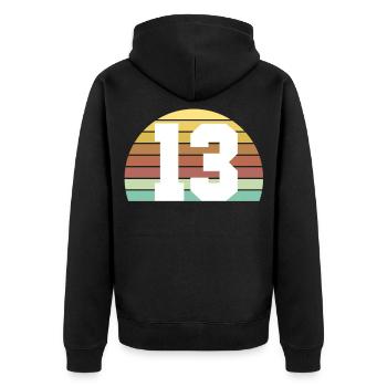 13 - Unisex Premium Organic Zip Hoodie - black - Back - Nico (187cm)