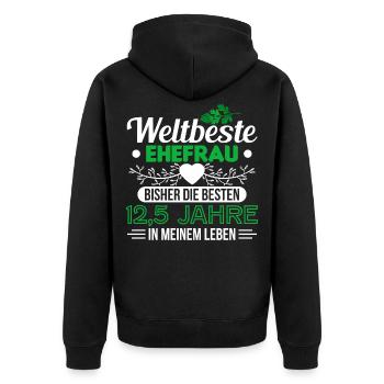 Ehefrau Hochzeitstag Petersilienhochzeit Geschenk - Unisex Premium Bio Zip Hoodie - Schwarz - Hinten - Nico (187cm)