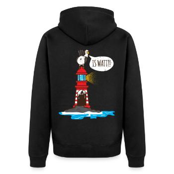 Seagull lighthouse is Watt on the North Sea coast - Unisex Premium Organic Zip Hoodie - black - Back - Nico (187cm)