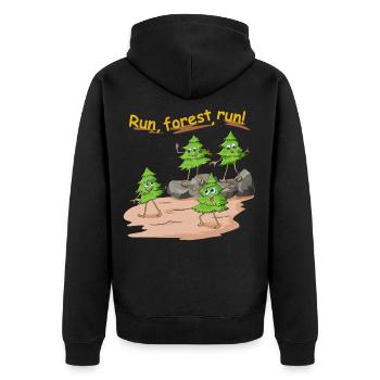 Tannenbaum run forest run im Wald als Jogger - Unisex Premium Bio Zip Hoodie - Schwarz - Hinten - Nico (187cm)